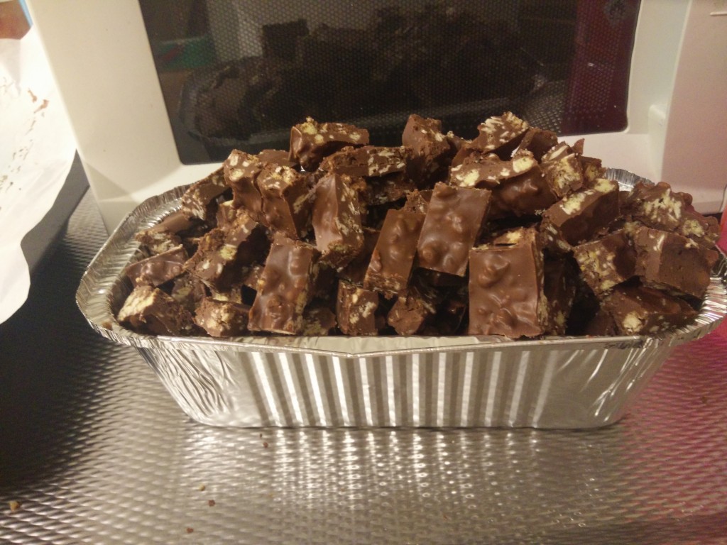 Det ferdige resultatet! Om dere dypper i mørk blokksjokolade blir det litt mindre kladdete.