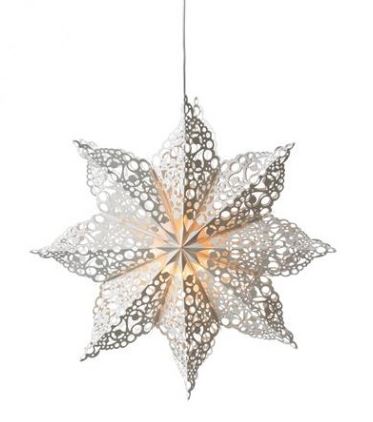 Hall adventsjerne i papp, riktig lekker med gjennomhullet mønster. Finnes i flere farger, men man får tenke på hvilken lyspære man har inni. Jeg anbefaler led i lav watt. 